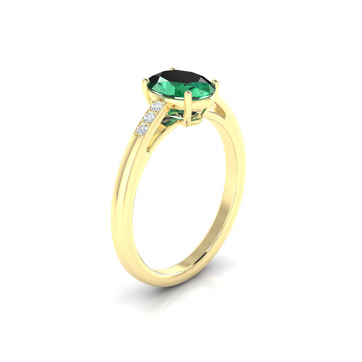 Exquisite | 18k Yellow Gold 8 x 6 mm Oval Emerald Ring