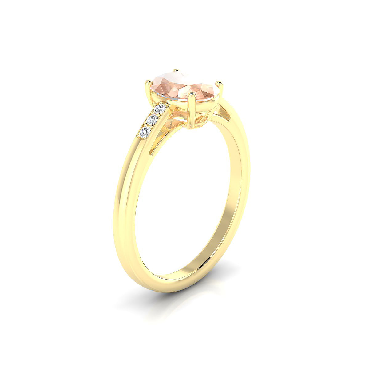 Exquisite | 18k Yellow Gold 8 x 6 mm Oval Morganite Ring