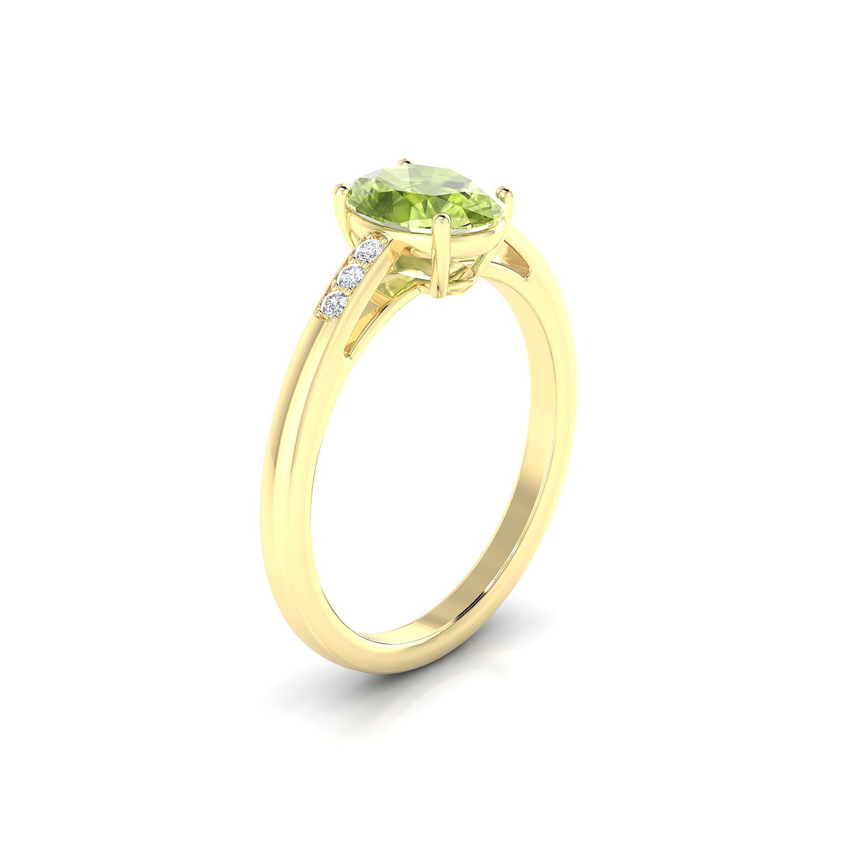 Exquisite | 18k Yellow Gold 8 x 6 mm Oval Peridot Ring