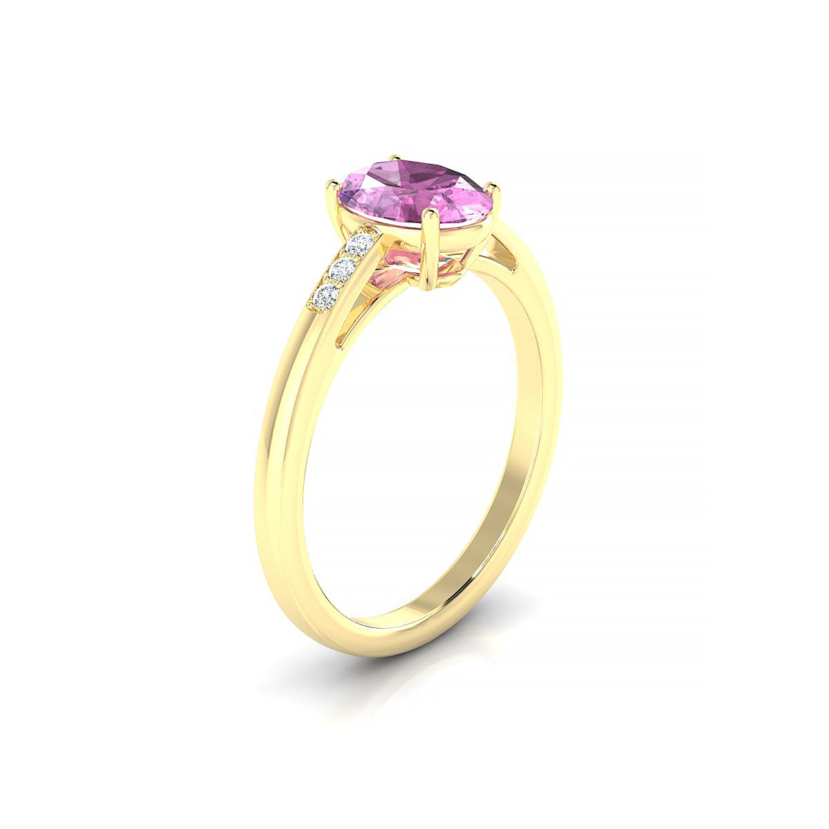 Exquisite | 18k Yellow Gold 8 x 6 mm Oval Pink Sapphire Ring