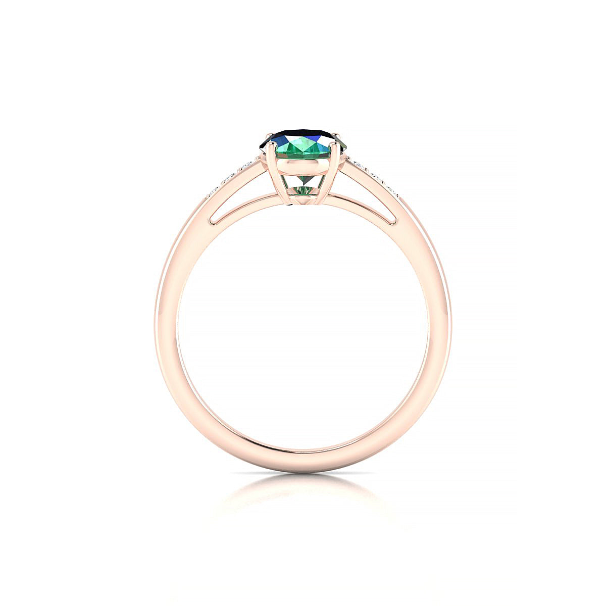 Exquisite | 18k Rose Gold 8 x 6 mm Oval Emerald Ring
