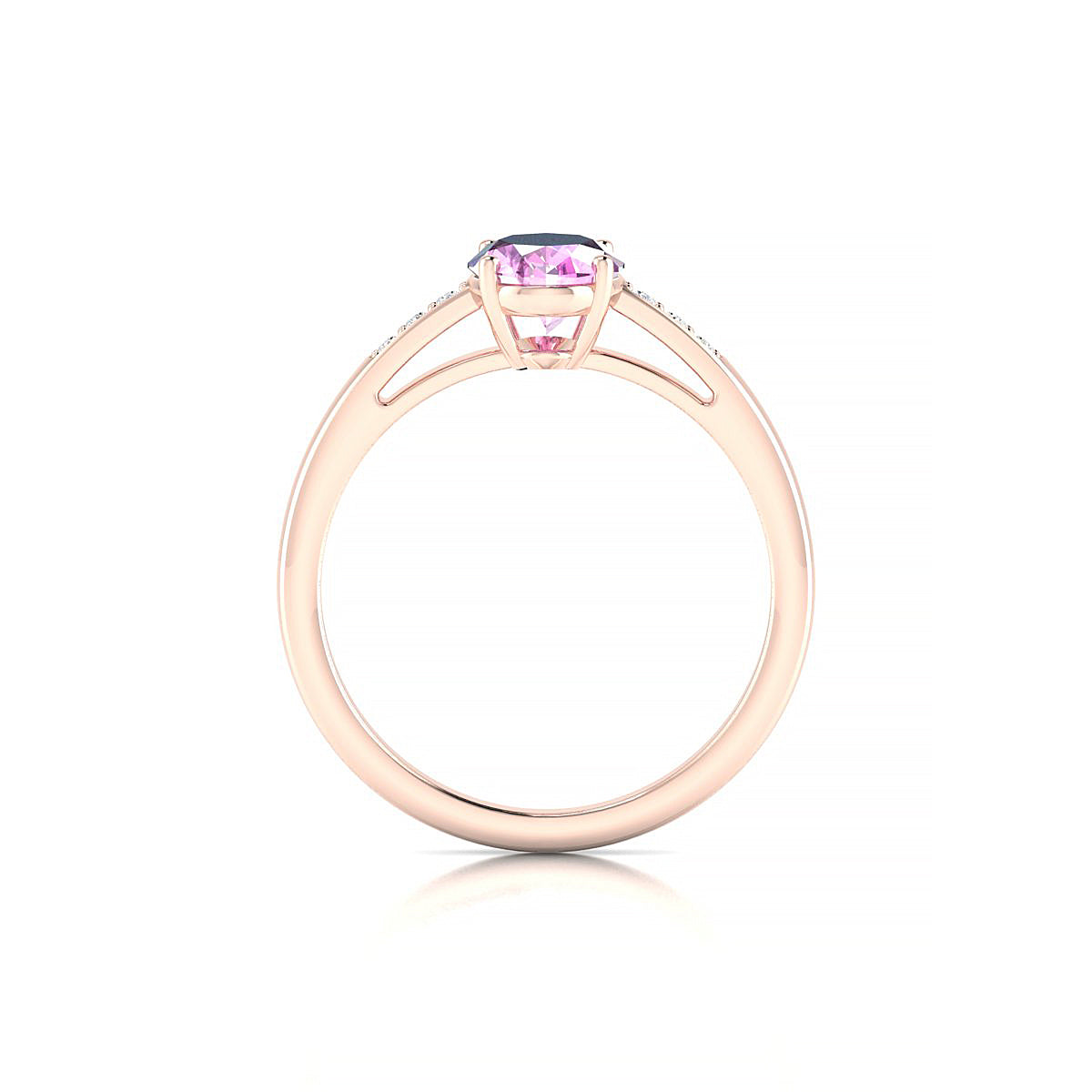 Exquisite | 18k Rose Gold 8 x 6 mm Oval Pink Sapphire Ring