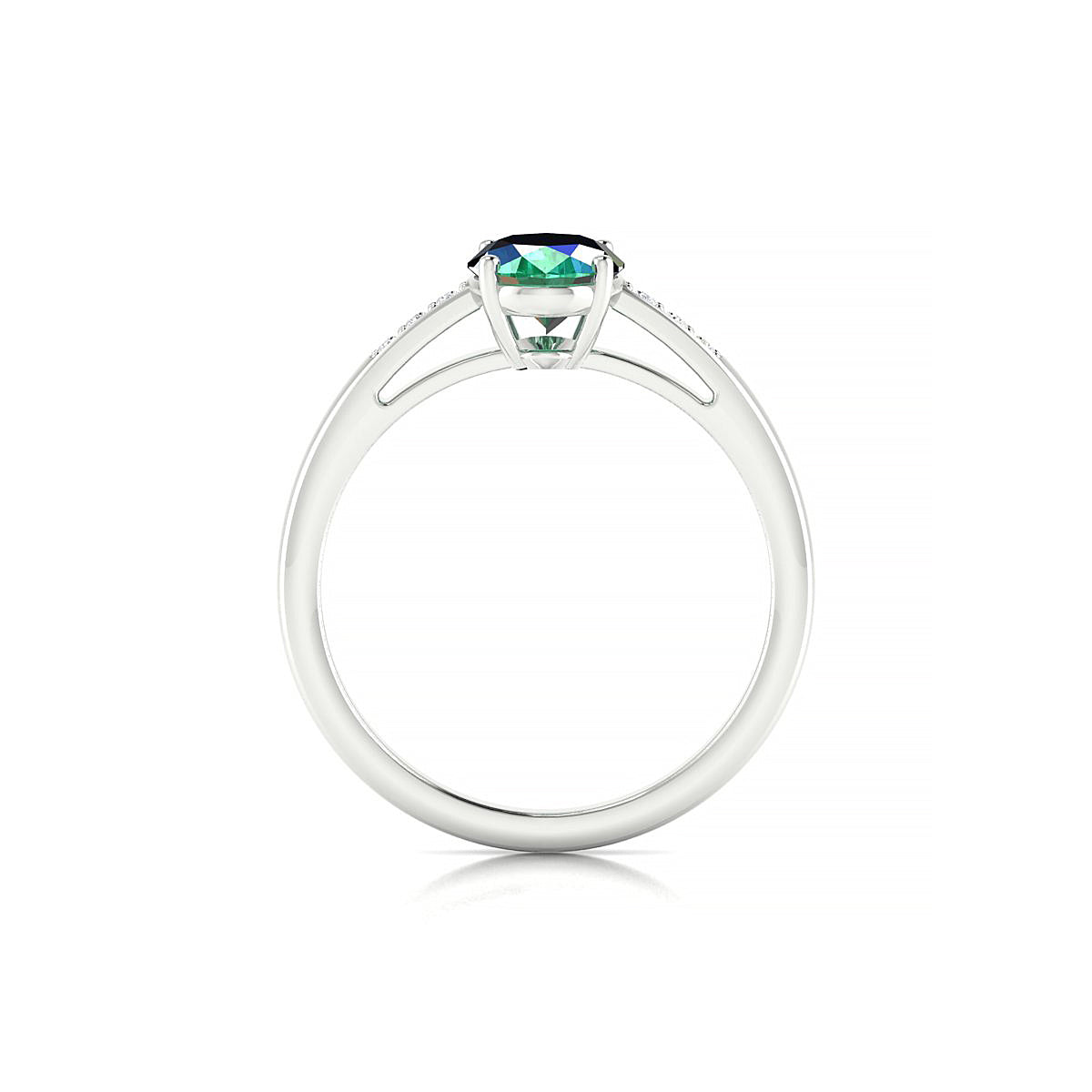 Exquisite | 18k White Gold 8 x 6 mm Oval Emerald Ring