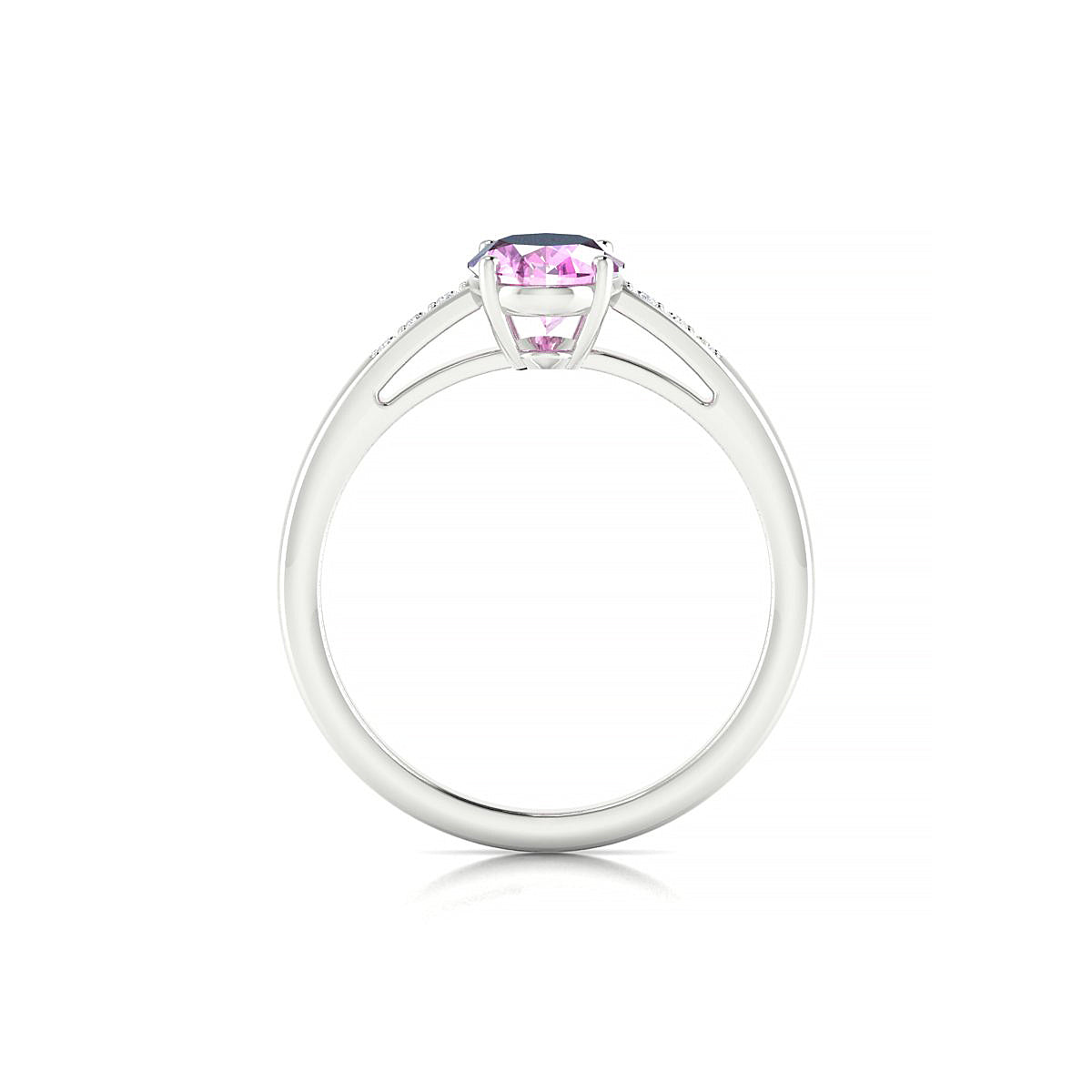 Exquisite | 18k White Gold 8 x 6 mm Oval Pink Sapphire Ring