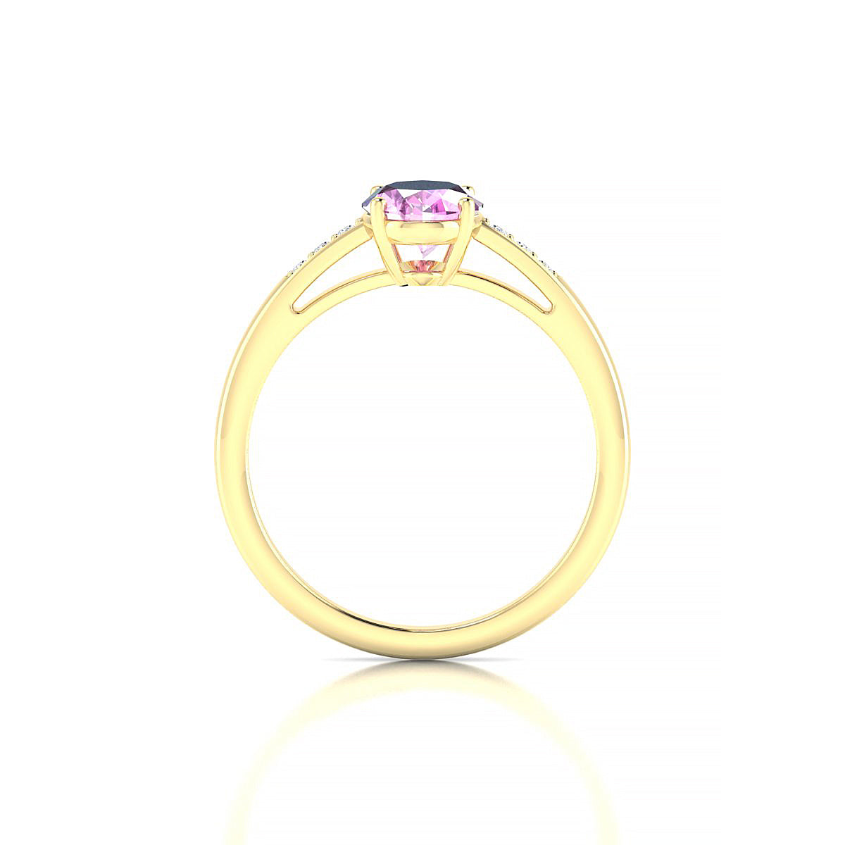 Exquisite | 18k Yellow Gold 8 x 6 mm Oval Pink Sapphire Ring
