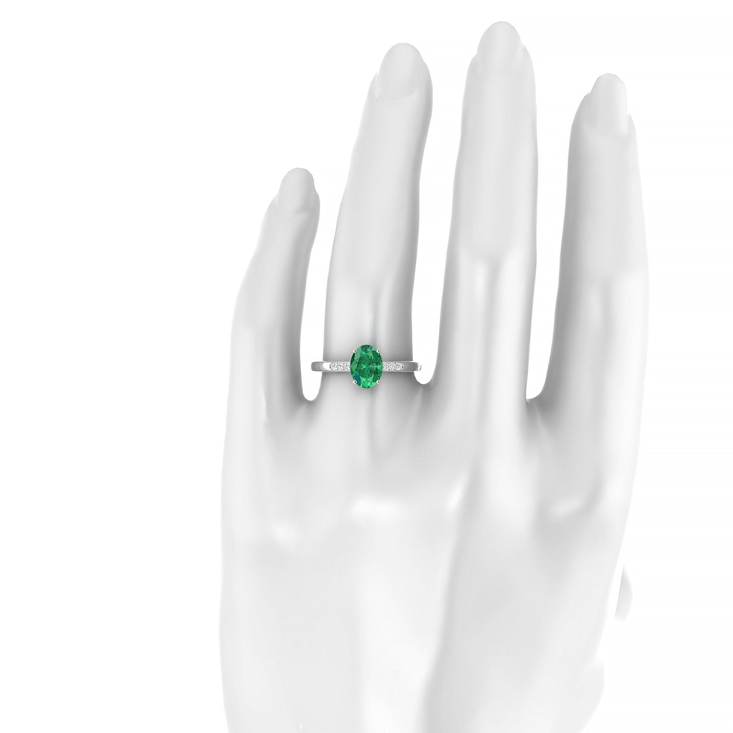 Exquisite | 18k White Gold 8 x 6 mm Oval Emerald Ring