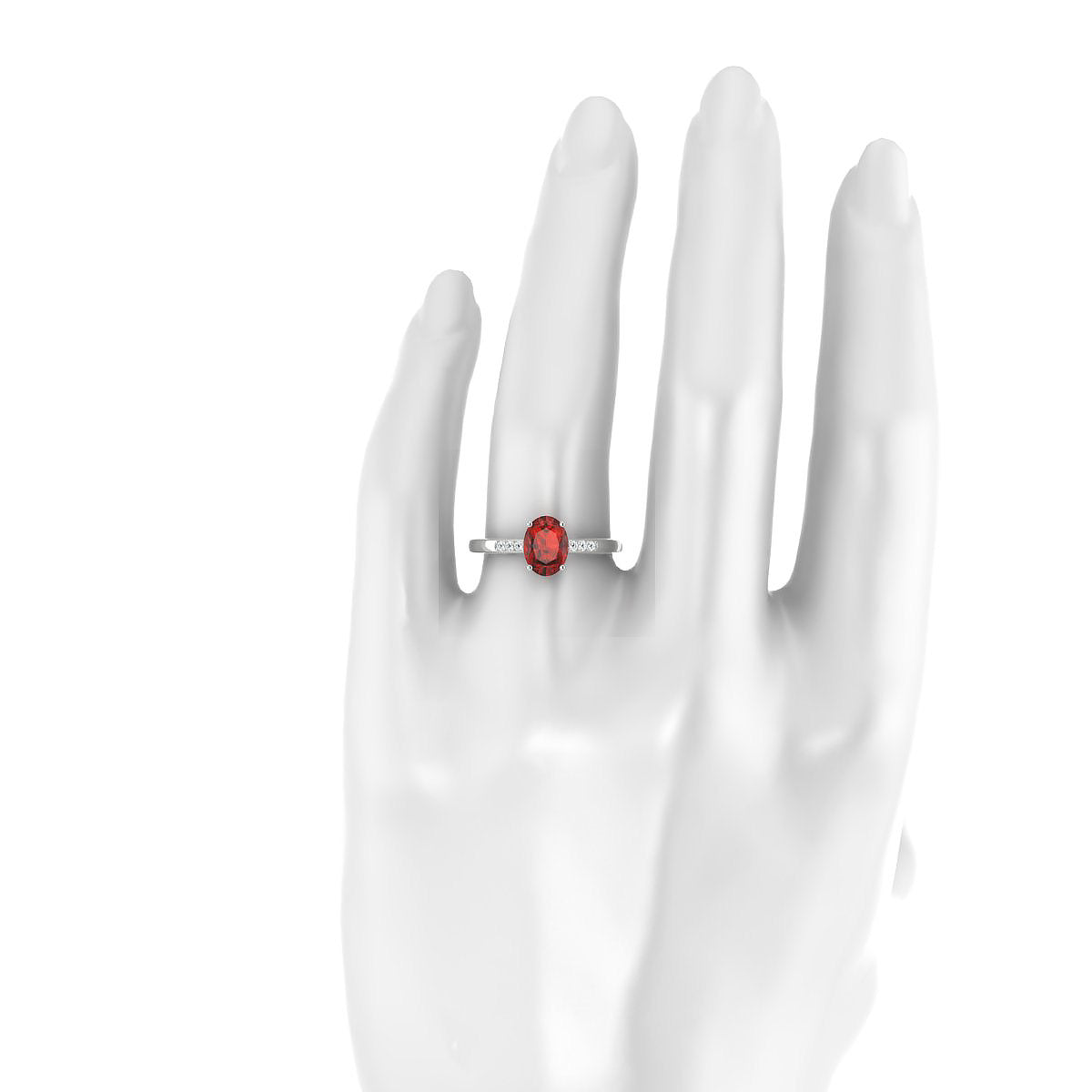 Exquisite | 18k White Gold 8 x 6 mm Oval Garnet Ring