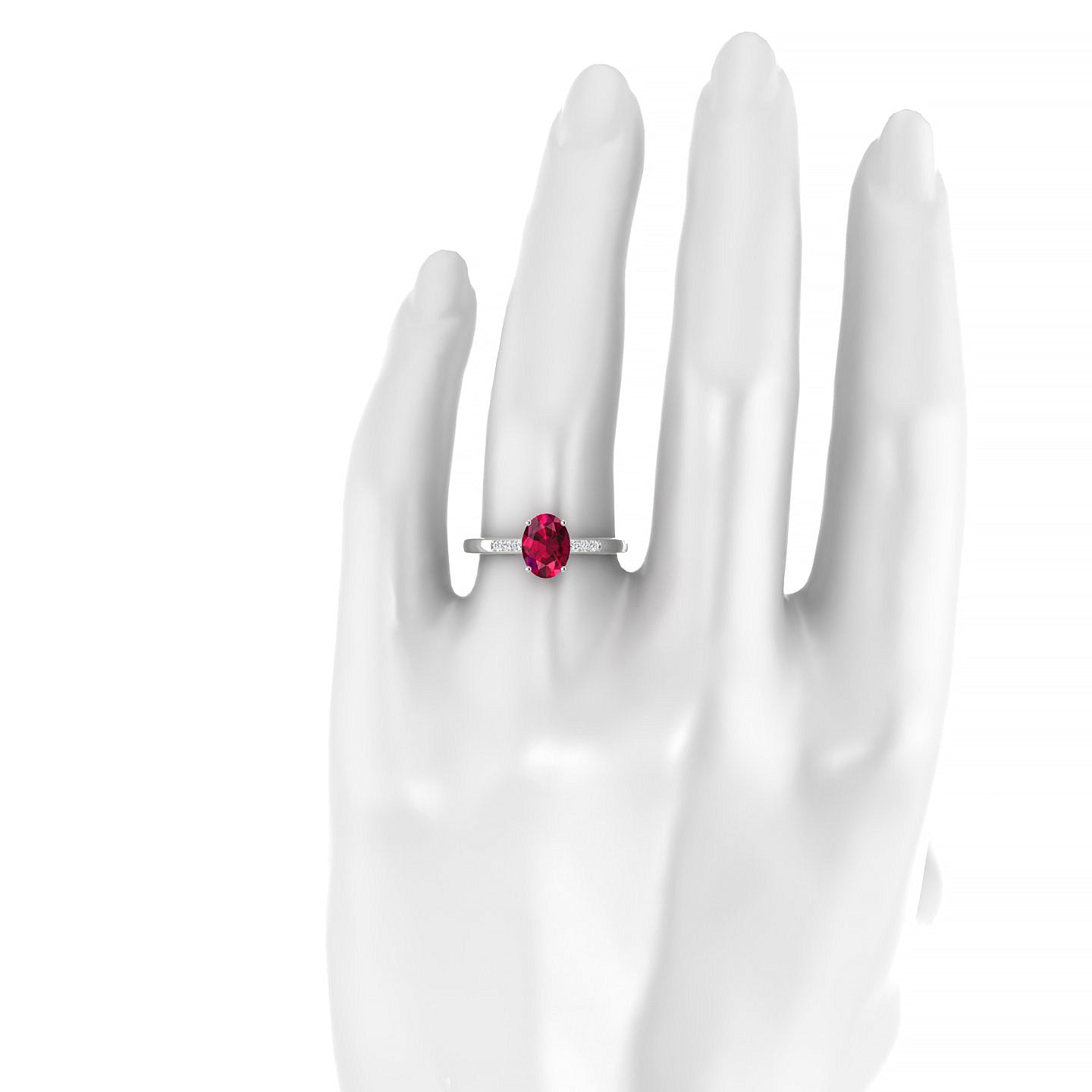 Exquisite | 18k White Gold 8 x 6 mm Oval Ruby Ring