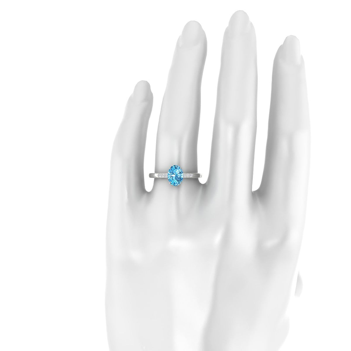 Exquisite | 18k White Gold 8 x 6 mm Oval Topaz Ring