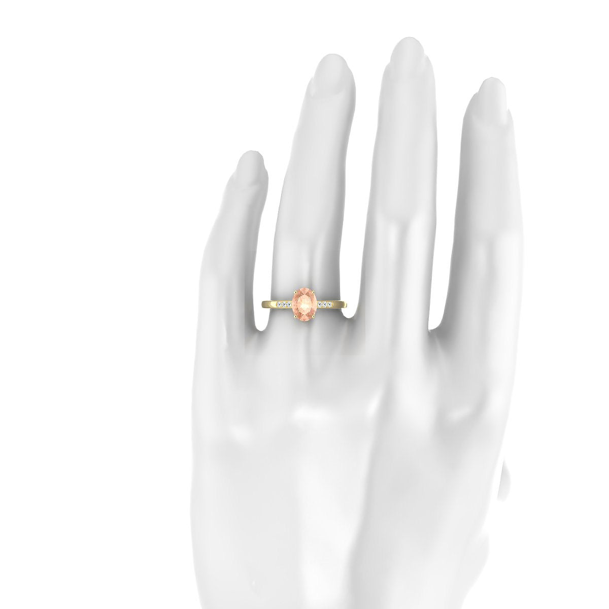 Exquisite | 18k Yellow Gold 8 x 6 mm Oval Morganite Ring