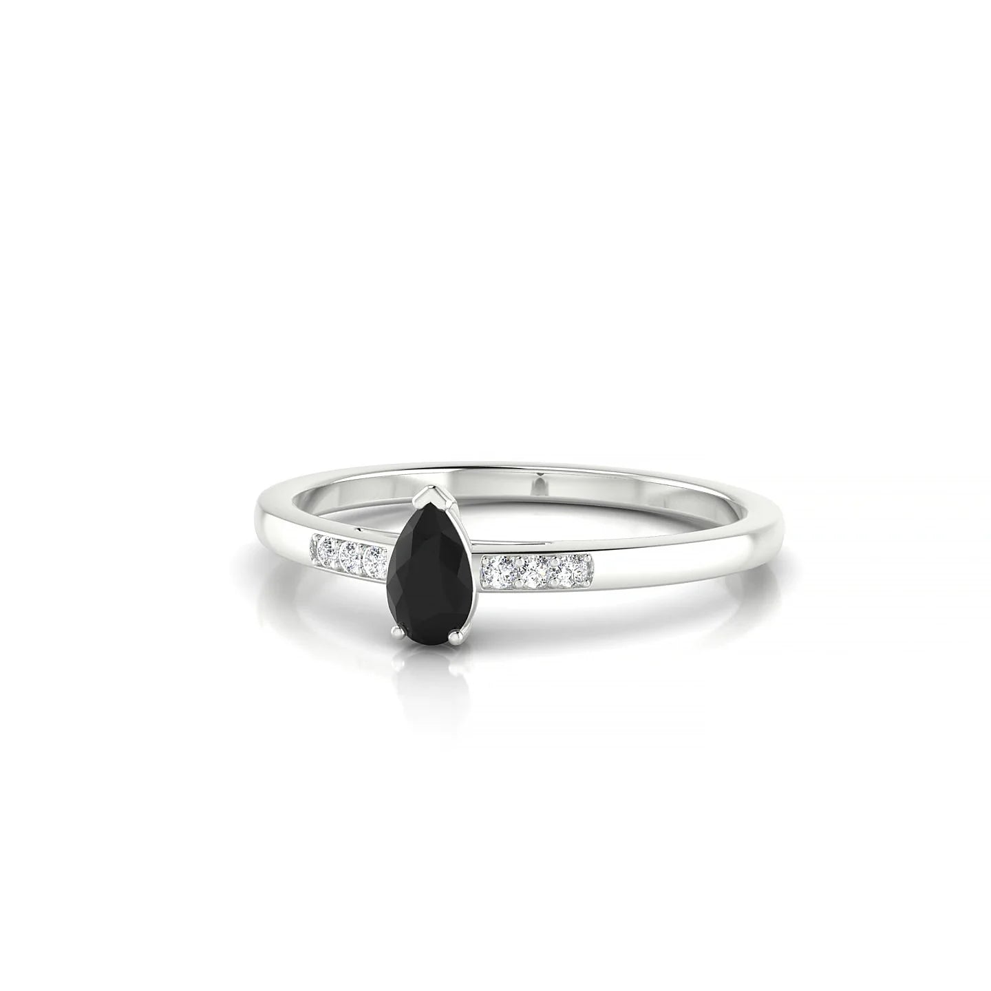 Exquisite | 18k White Gold 5 x 3 mm Pear Black Diamond Ring