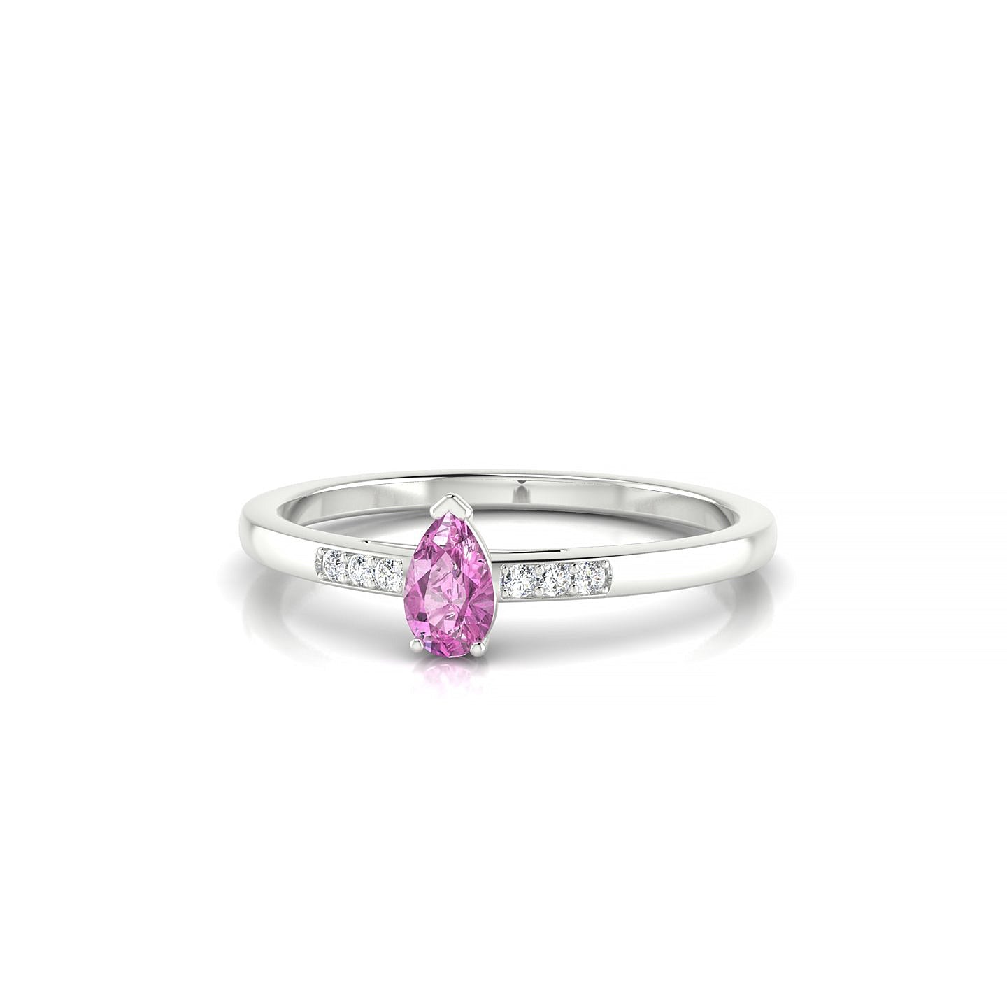 Exquisite | 18k White Gold 5 x 3 mm Pear Pink Sapphire Ring