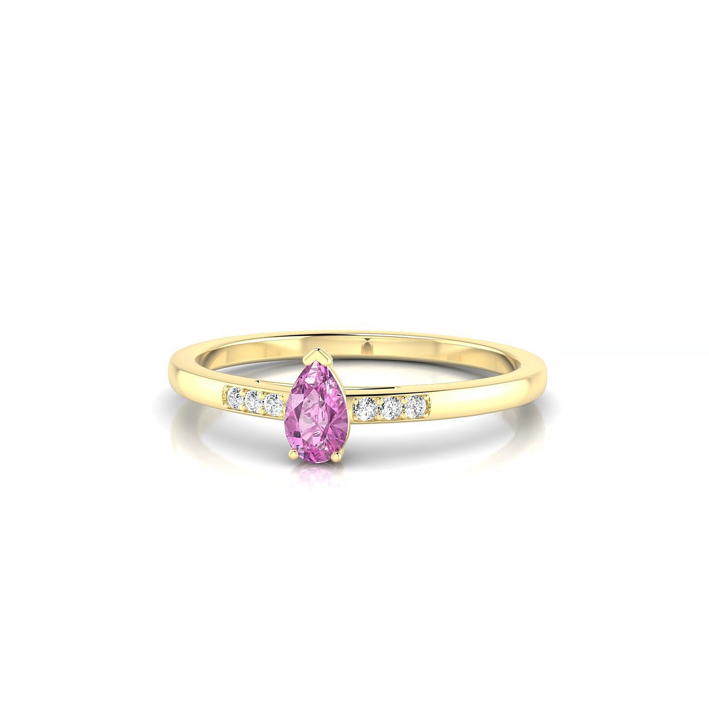 Exquisite | 18k Yellow Gold 5 x 3 mm Pear Pink Sapphire Ring