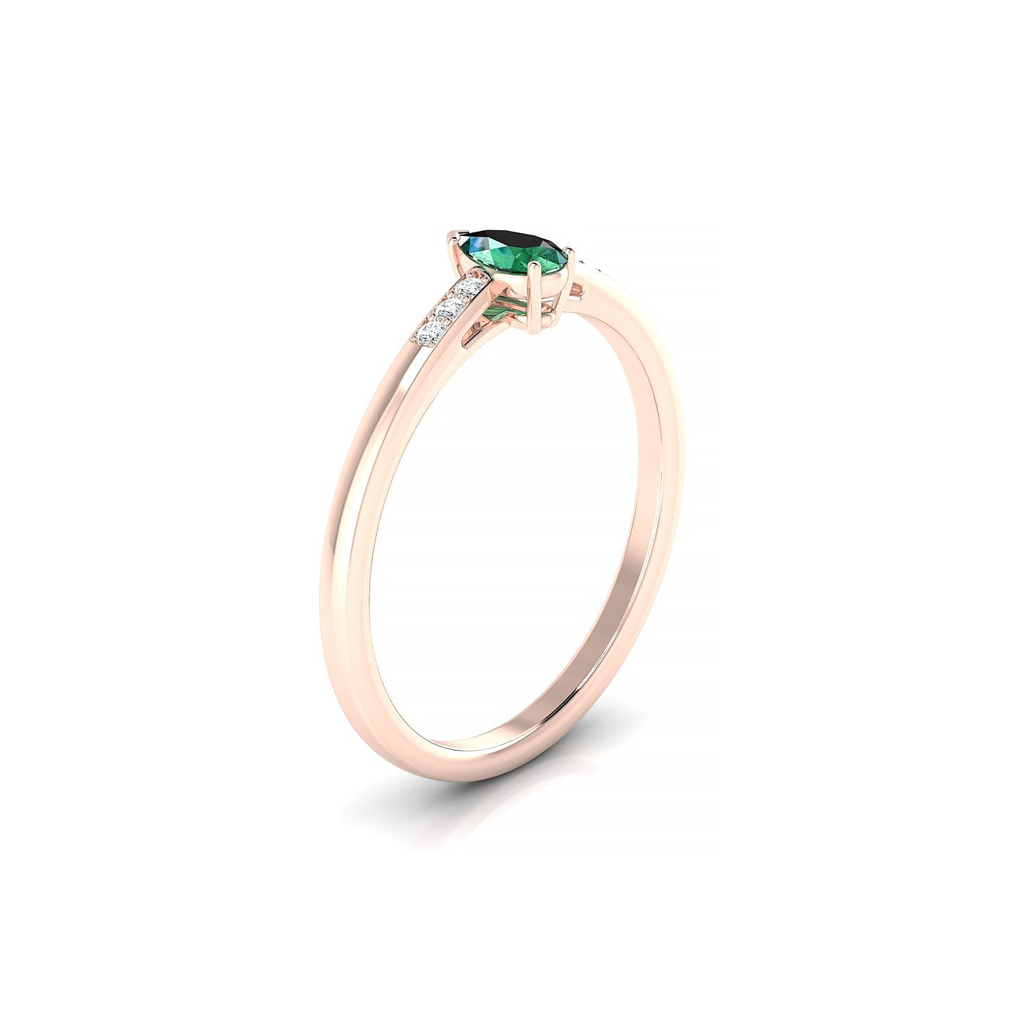 Exquisite | 18k Rose Gold 5 x 3 mm Pear Emerald Ring