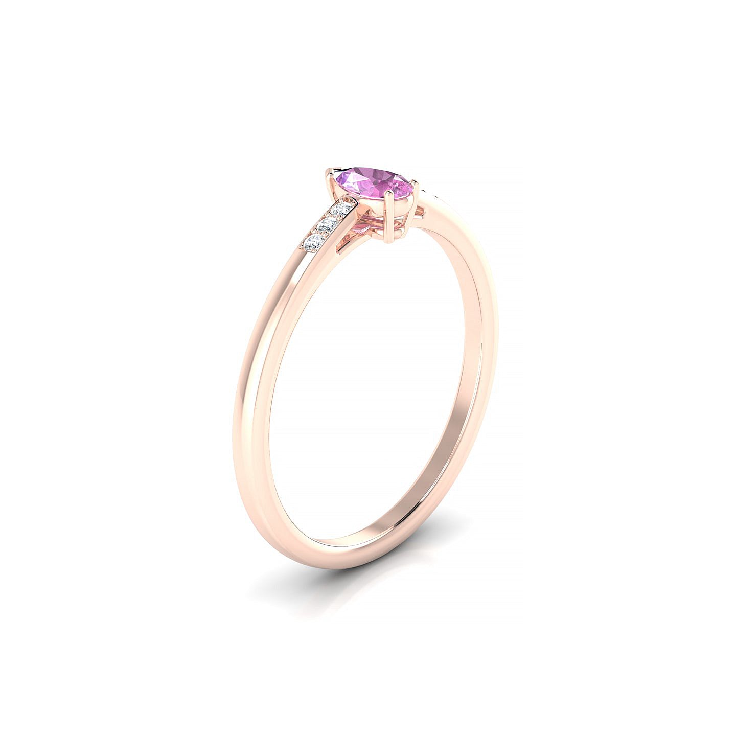 Exquisite | 18k Rose Gold 5 x 3 mm Pear Pink Sapphire Ring