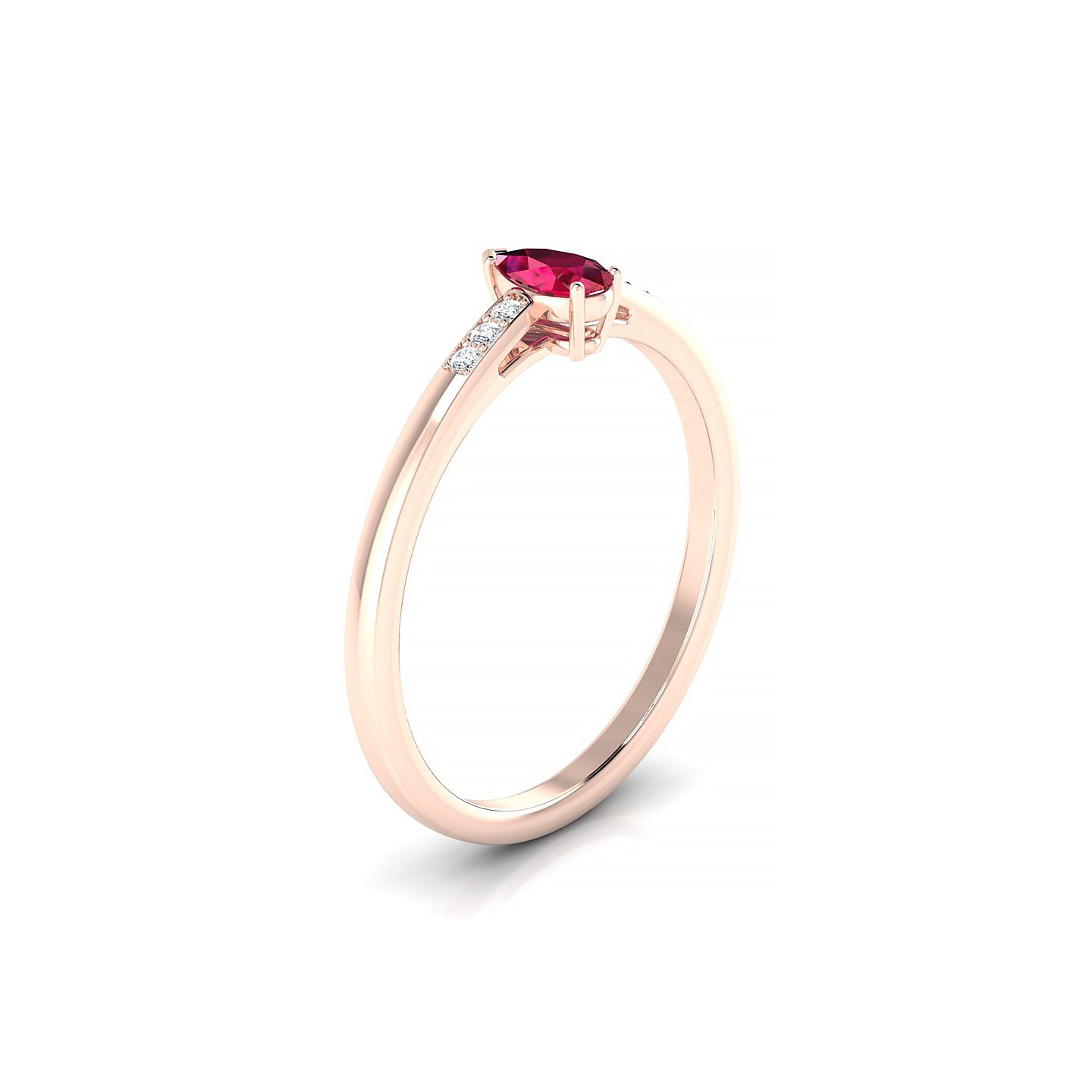 Exquisite | 18k Rose Gold 5 x 3 mm Pear Ruby Ring