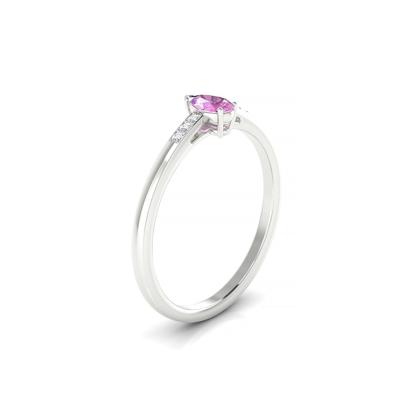 Exquisite | 18k White Gold 5 x 3 mm Pear Pink Sapphire Ring