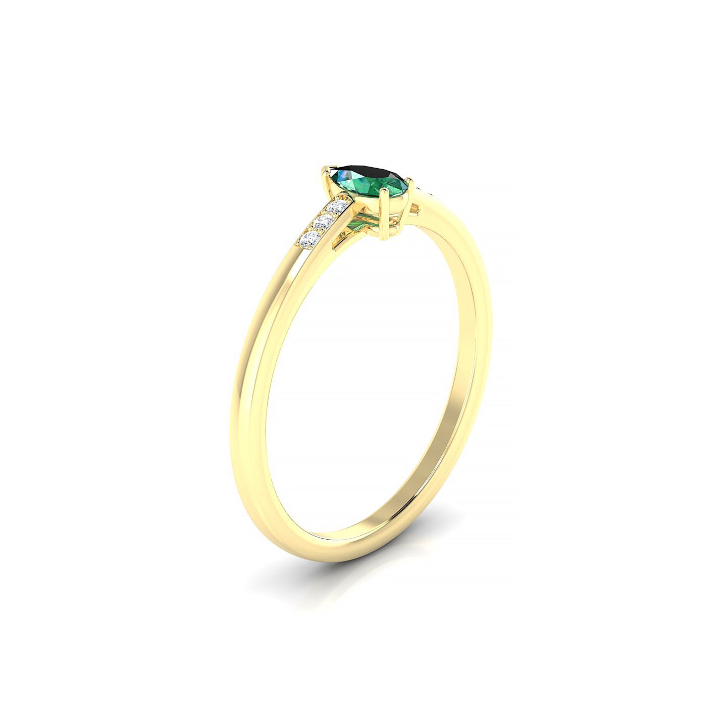 Exquisite | 18k Yellow Gold 5 x 3 mm Pear Emerald Ring