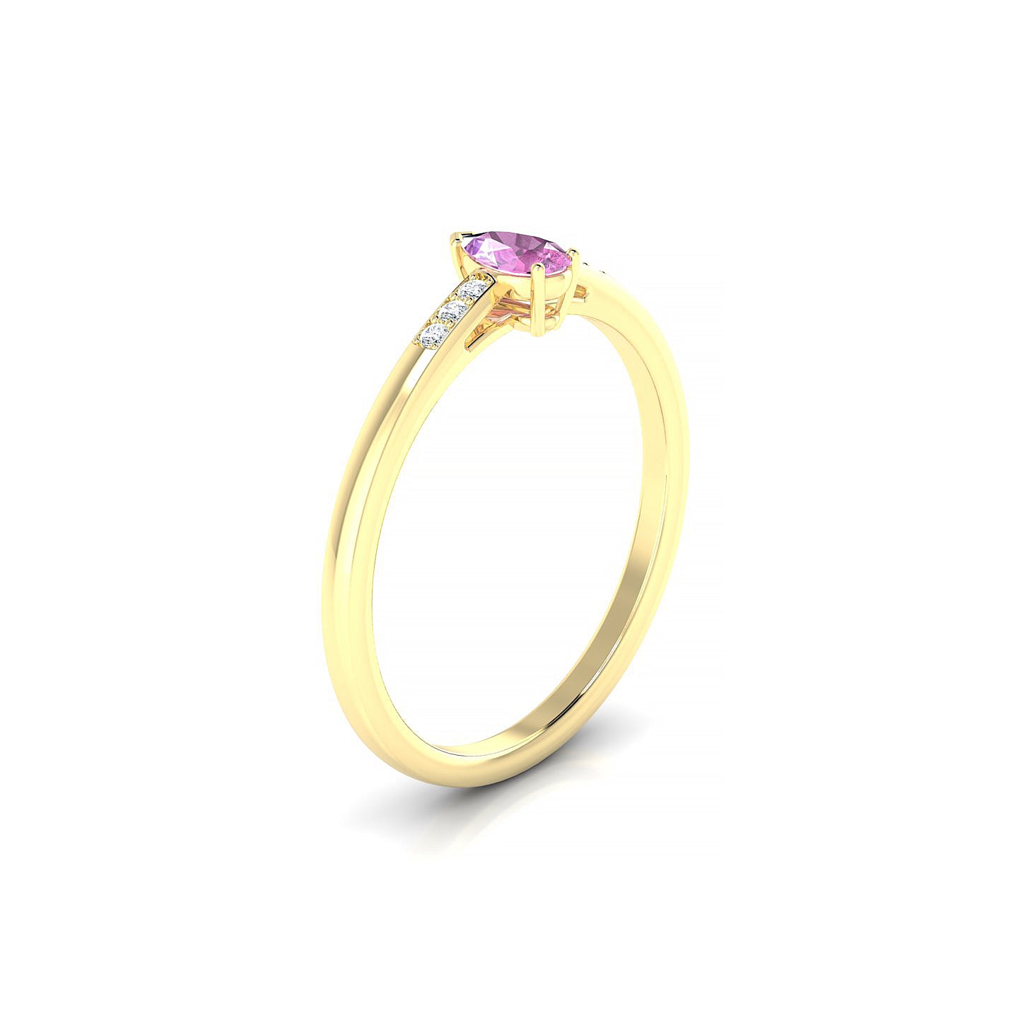 Exquisite | 18k Yellow Gold 5 x 3 mm Pear Pink Sapphire Ring