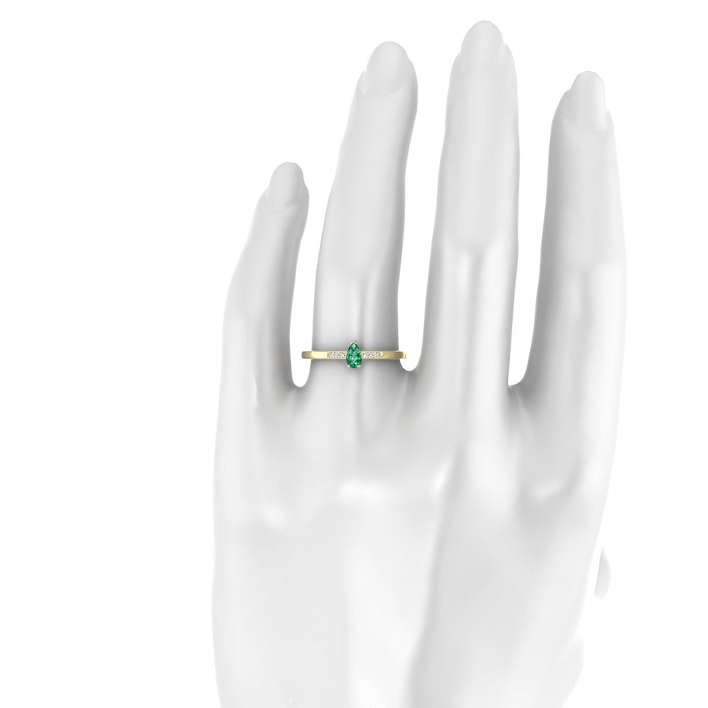 Exquisite | 18k Yellow Gold 5 x 3 mm Pear Emerald Ring