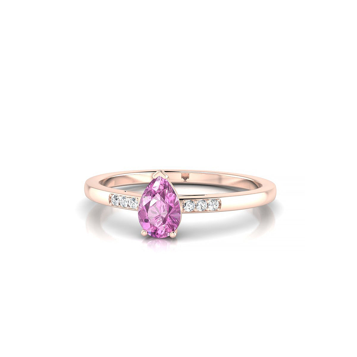 Exquisite | 18k Rose Gold 6 x 4 mm Pear Pink Sapphire Ring