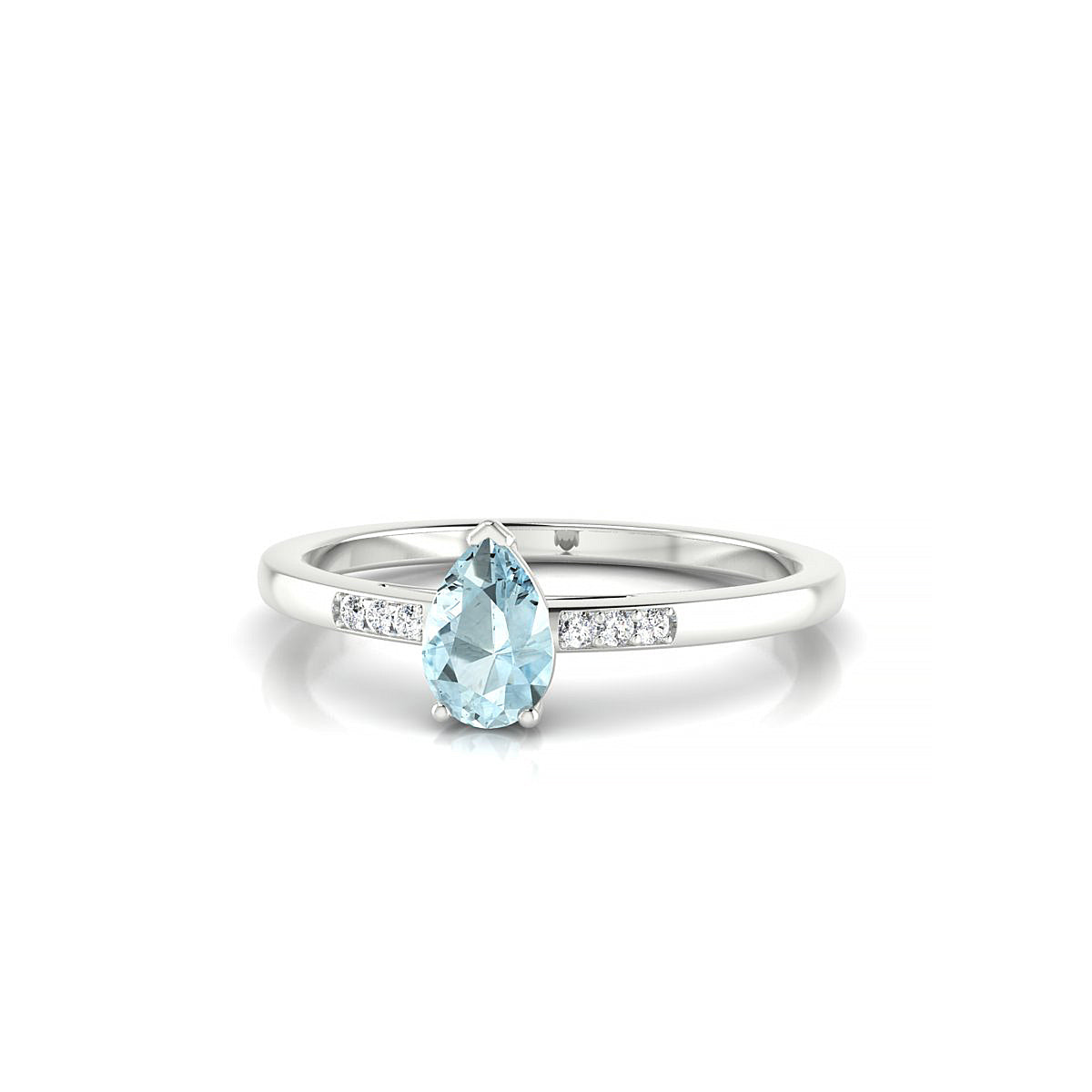 Exquisite | 18k White Gold 6 x 4 mm Pear Aquamarine Ring