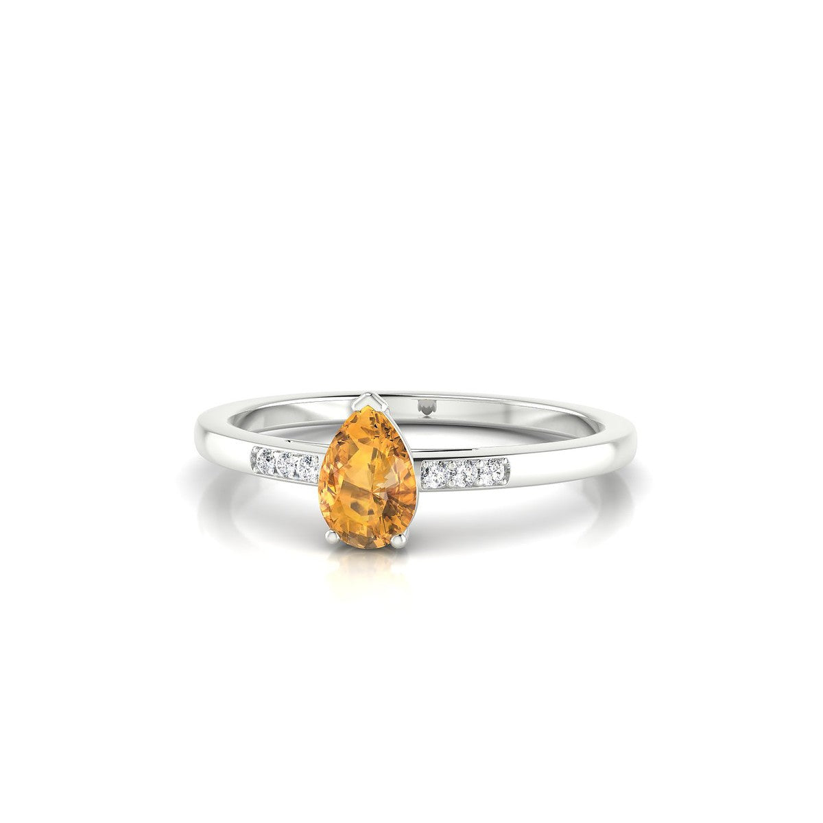 Exquisite | 18k White Gold 6 x 4 mm Pear Citrine Ring