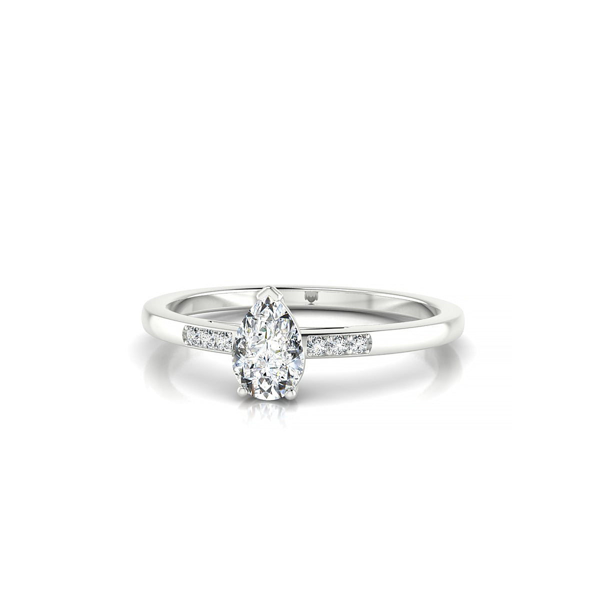 Exquisite | 18k White Gold 6 x 4 mm Pear Diamond Ring