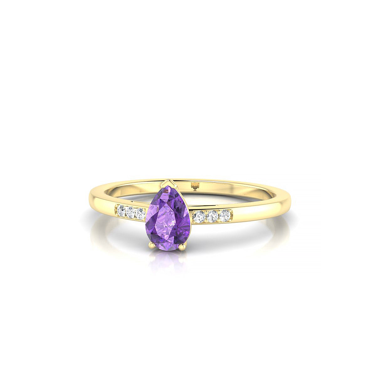 Exquisite | 18k Yellow Gold 6 x 4 mm Pear Amethyst Ring