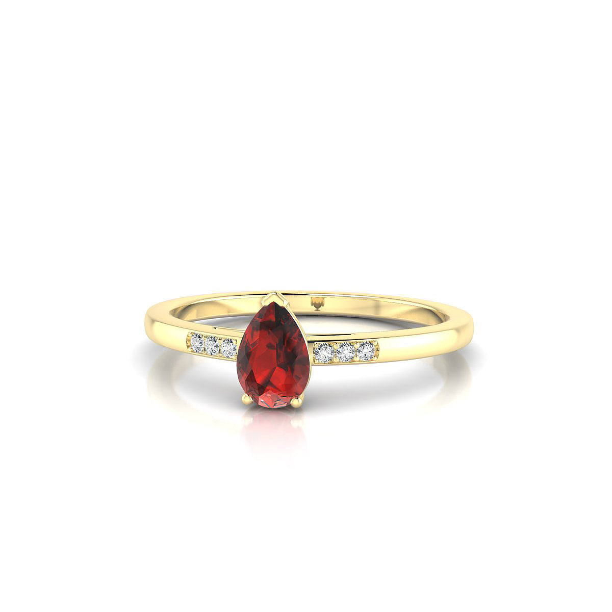 Exquisite | 18k Yellow Gold 6 x 4 mm Pear Garnet Ring