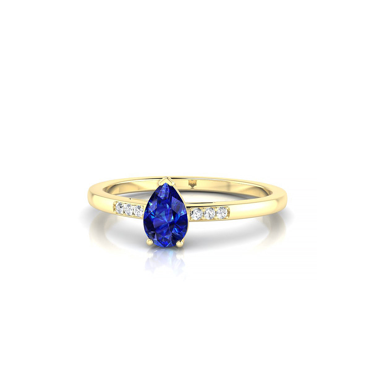 Exquisite | 18k Yellow Gold 6 x 4 mm Pear Sapphire Ring