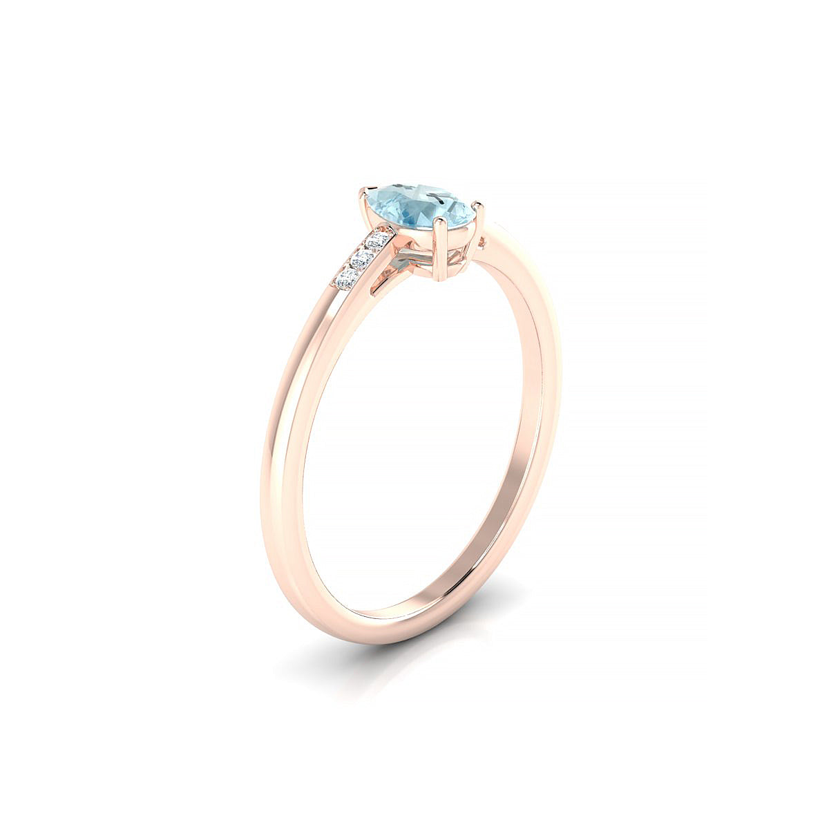 Exquisite | 18k Rose Gold 6 x 4 mm Pear Aquamarine Ring