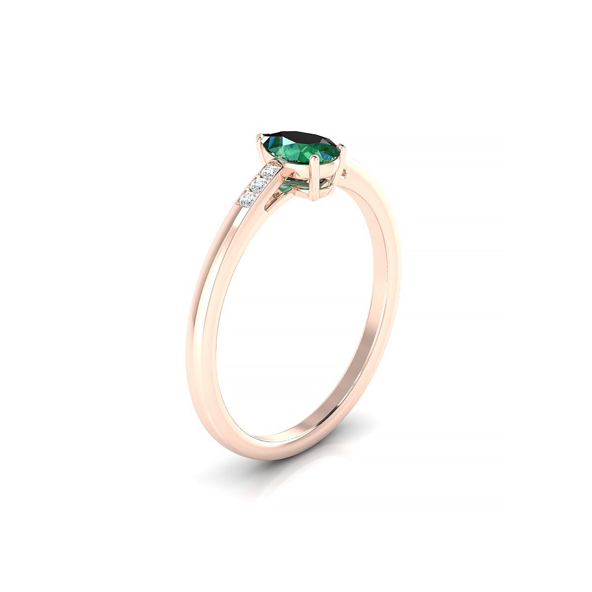 Exquisite | 18k Rose Gold 6 x 4 mm Pear Emerald Ring