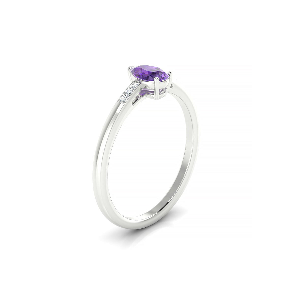 Exquisite | 18k White Gold 6 x 4 mm Pear Amethyst Ring
