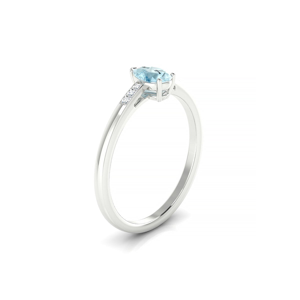 Exquisite | 18k White Gold 6 x 4 mm Pear Aquamarine Ring