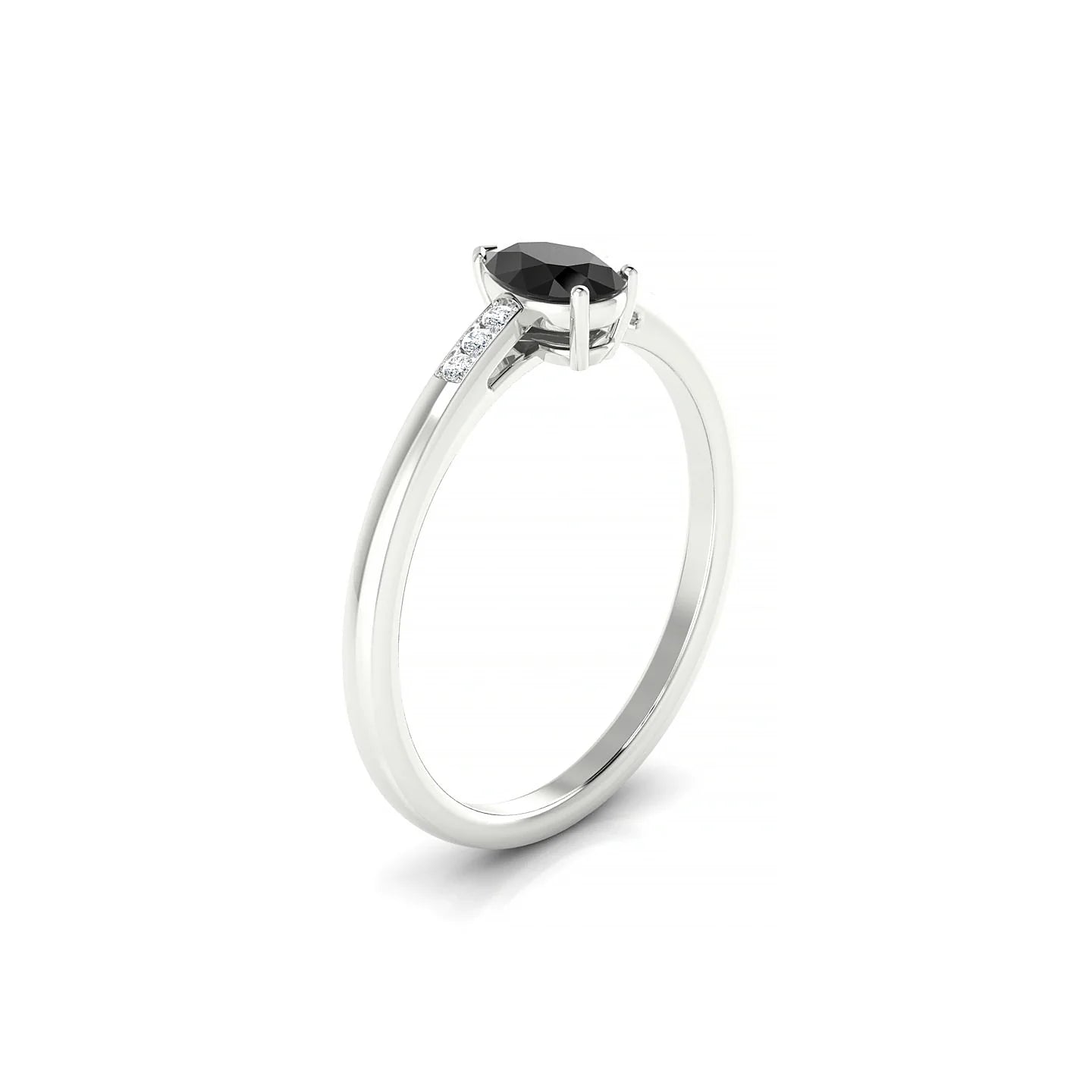 Exquisite | 18k White Gold 6 x 4 mm Pear Black Diamond Ring