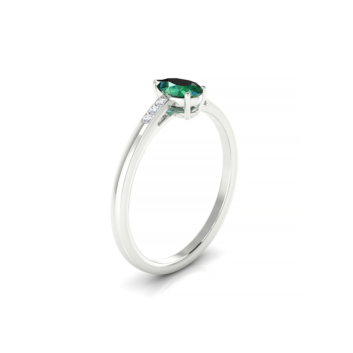 Exquisite | 18k White Gold 6 x 4 mm Pear Emerald Ring