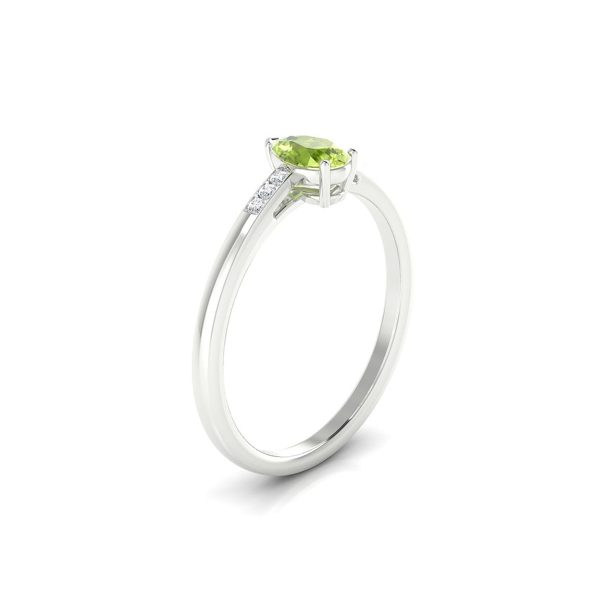 Exquisite | 18k White Gold 6 x 4 mm Pear Peridot Ring