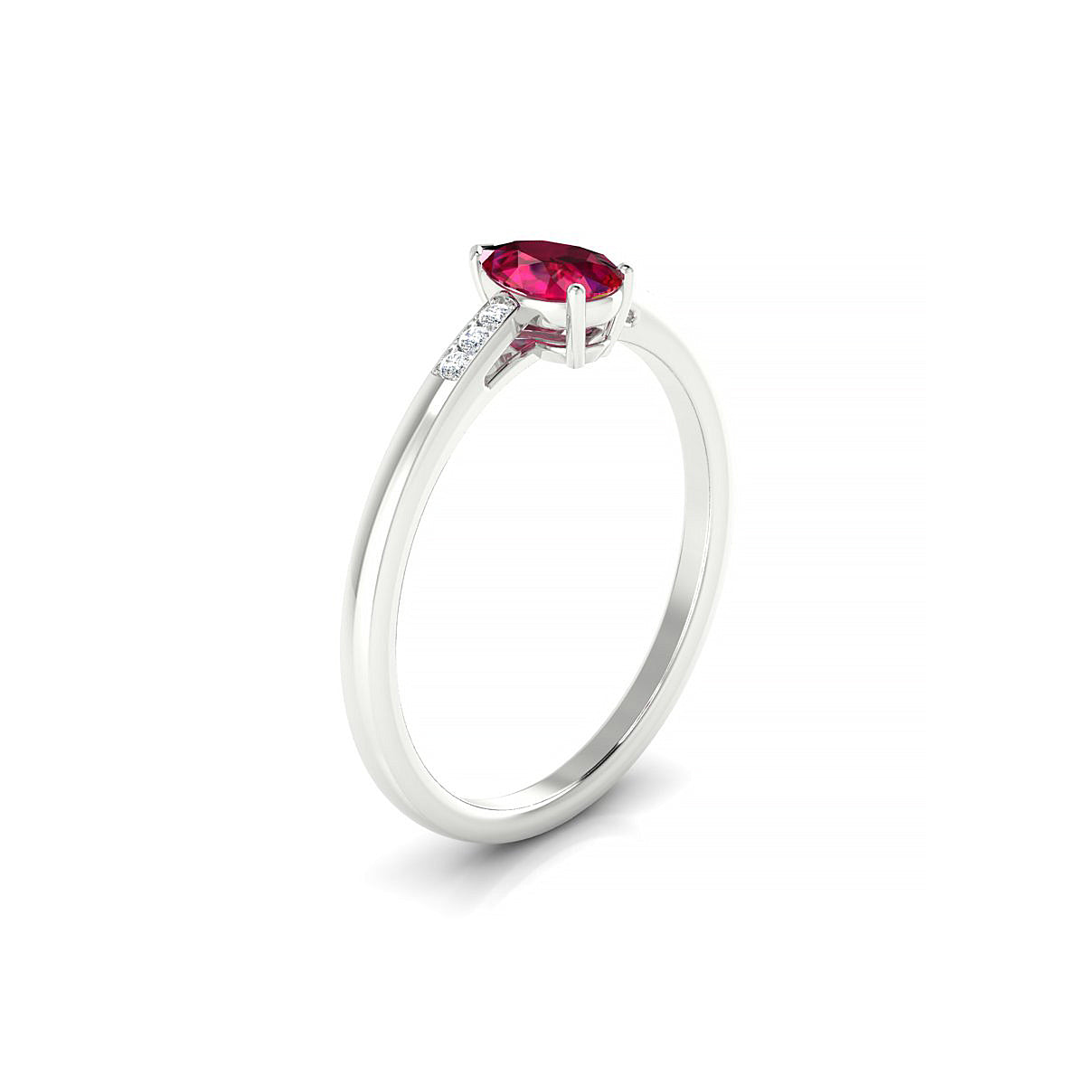 Exquisite | 18k White Gold 6 x 4 mm Pear Ruby Ring