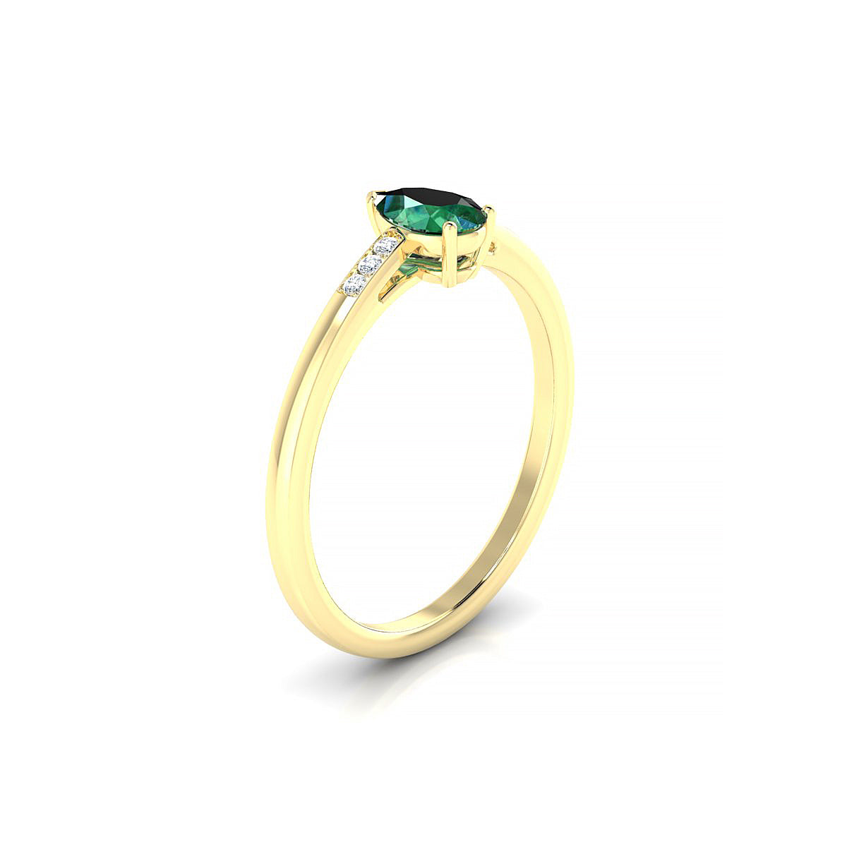Exquisite | 18k Yellow Gold 6 x 4 mm Pear Emerald Ring