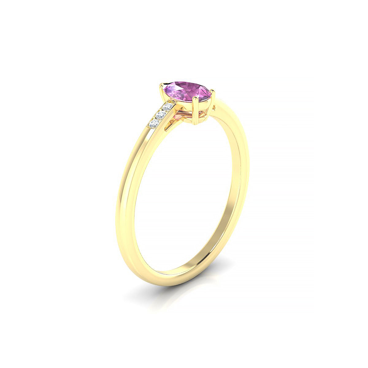 Exquisite | 18k Yellow Gold 6 x 4 mm Pear Pink Sapphire Ring