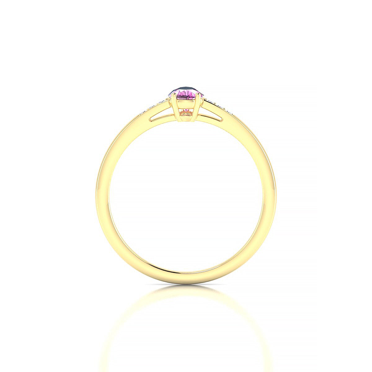 Exquisite | 18k Yellow Gold 6 x 4 mm Pear Pink Sapphire Ring