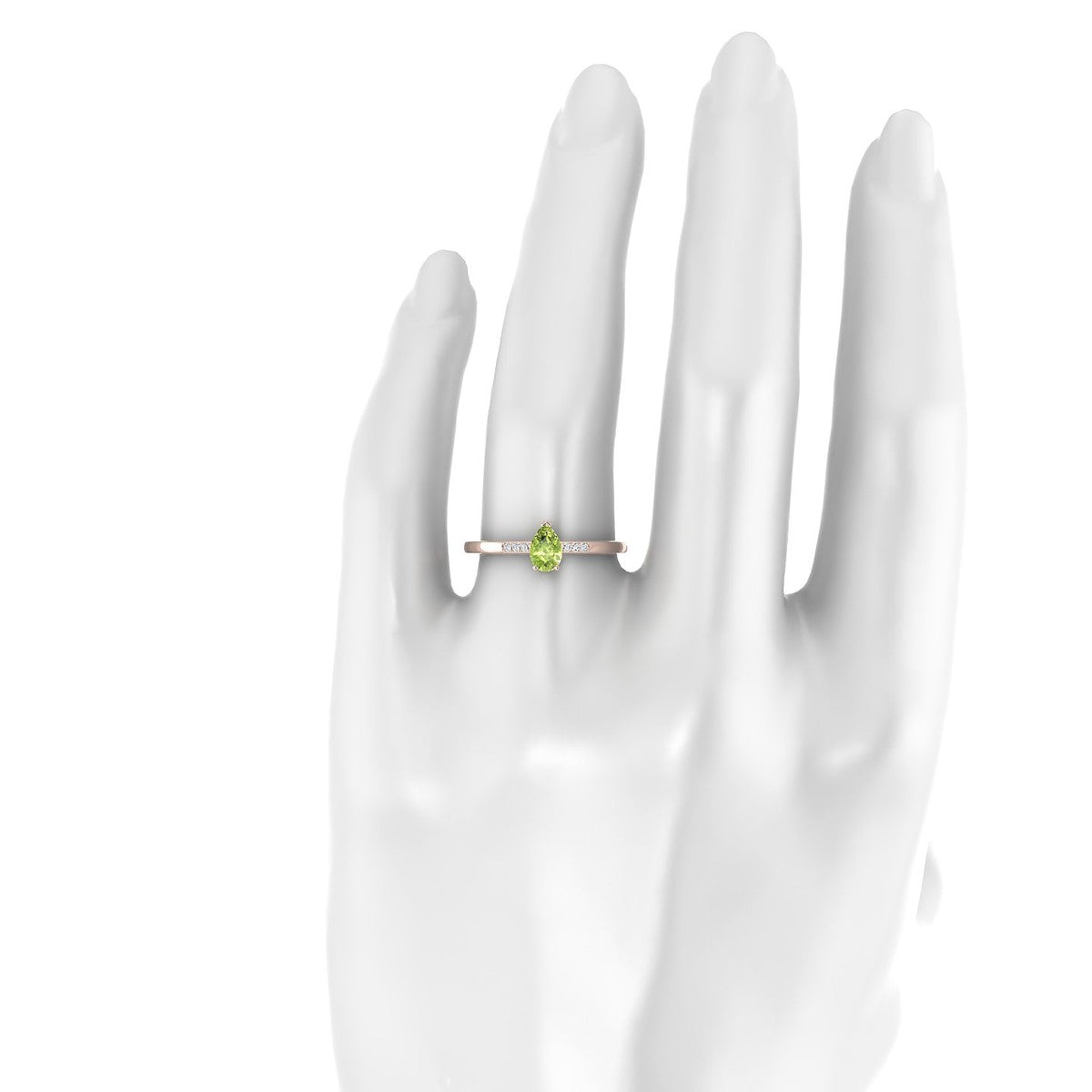 Exquisite | 18k Rose Gold 6 x 4 mm Pear Peridot Ring