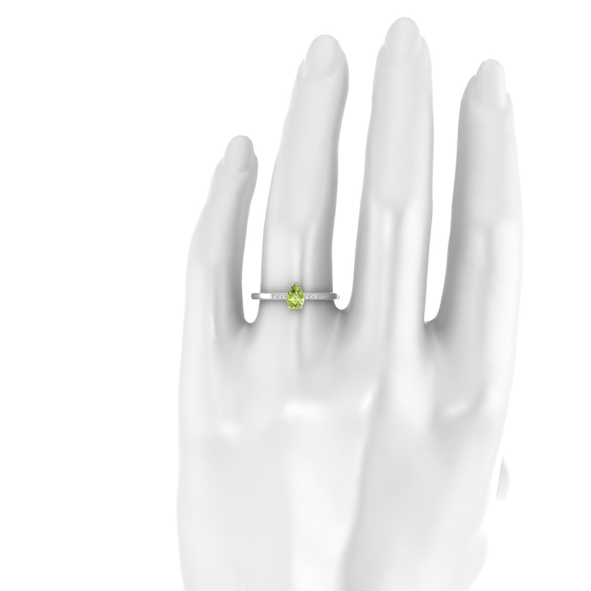Exquisite | 18k White Gold 6 x 4 mm Pear Peridot Ring