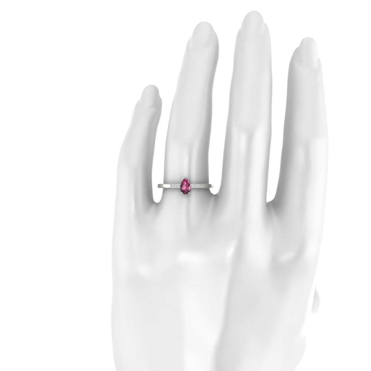 Exquisite | 18k White Gold 6 x 4 mm Pear Rhodolite Ring
