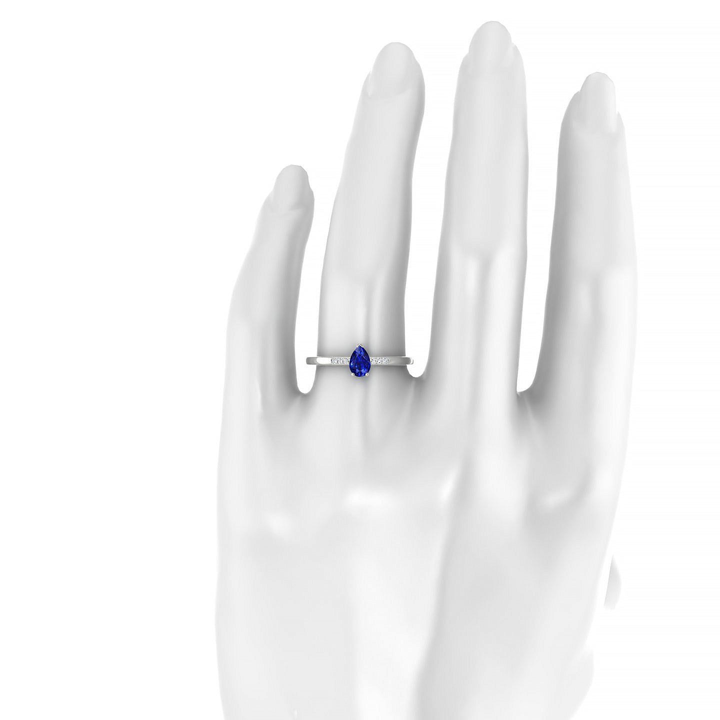 Exquisite | 18k White Gold 6 x 4 mm Pear Sapphire Ring