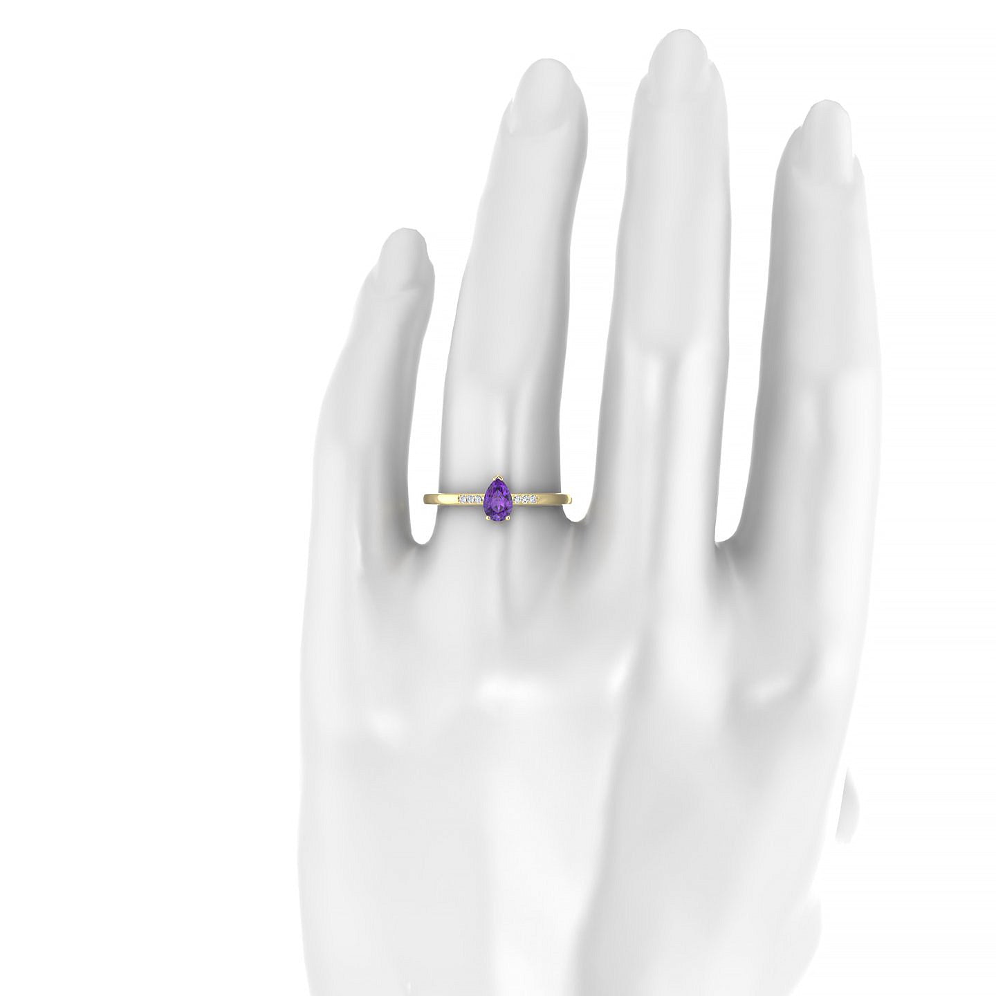 Exquisite | 18k Yellow Gold 6 x 4 mm Pear Amethyst Ring