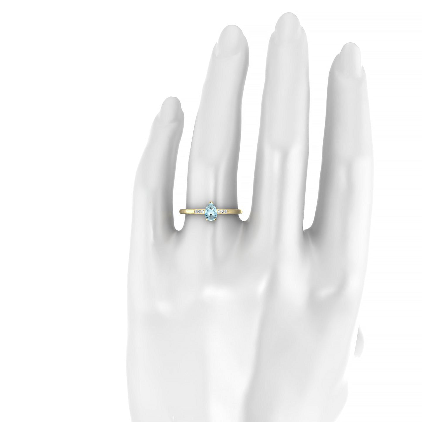 Exquisite | 18k Yellow Gold 6 x 4 mm Pear Aquamarine Ring
