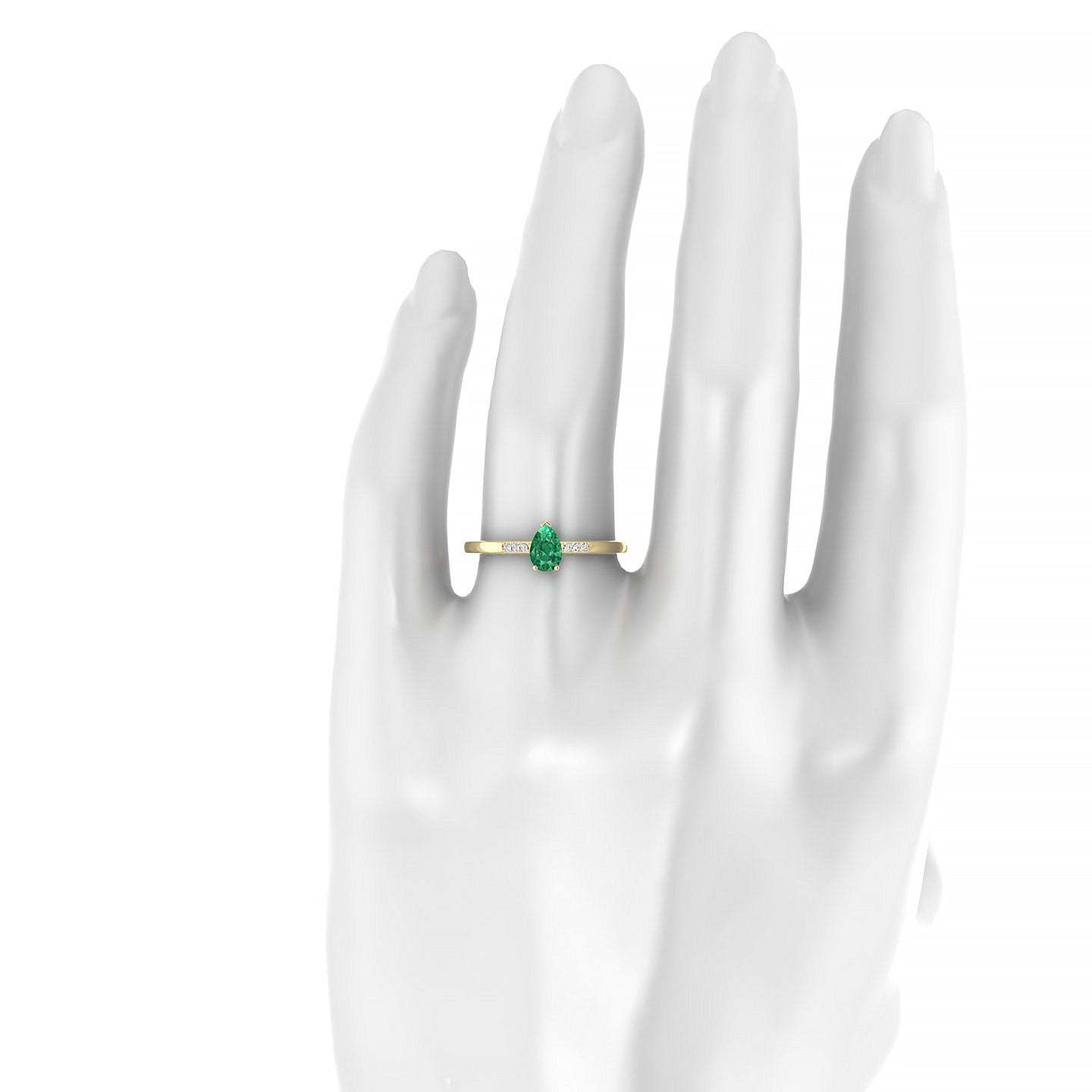 Exquisite | 18k Yellow Gold 6 x 4 mm Pear Emerald Ring