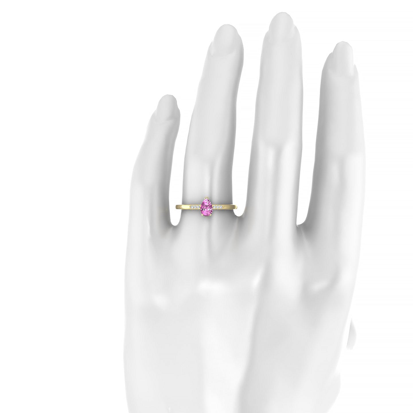 Exquisite | 18k Yellow Gold 6 x 4 mm Pear Pink Sapphire Ring